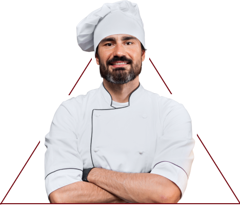 Chefe experiente que aprova o padrão das cozinhas de restaurante da ALFATEC