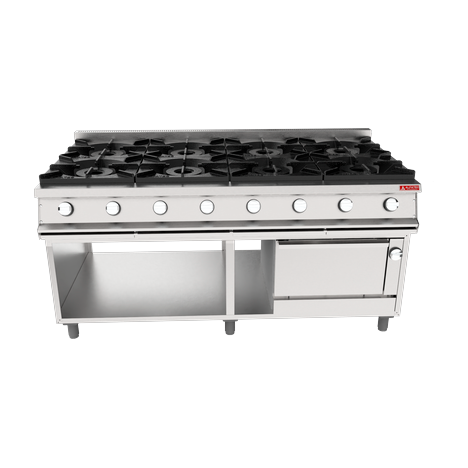 Fogão À Gás com Forno Para Cozinha Industrial 8 Queimadores Linha Stark 900 – 1800x980x900