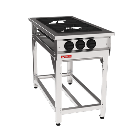 imagem terciaria fogao a gas com 2 queimadores para cozinha industrial linha comercial 536x1122x900
